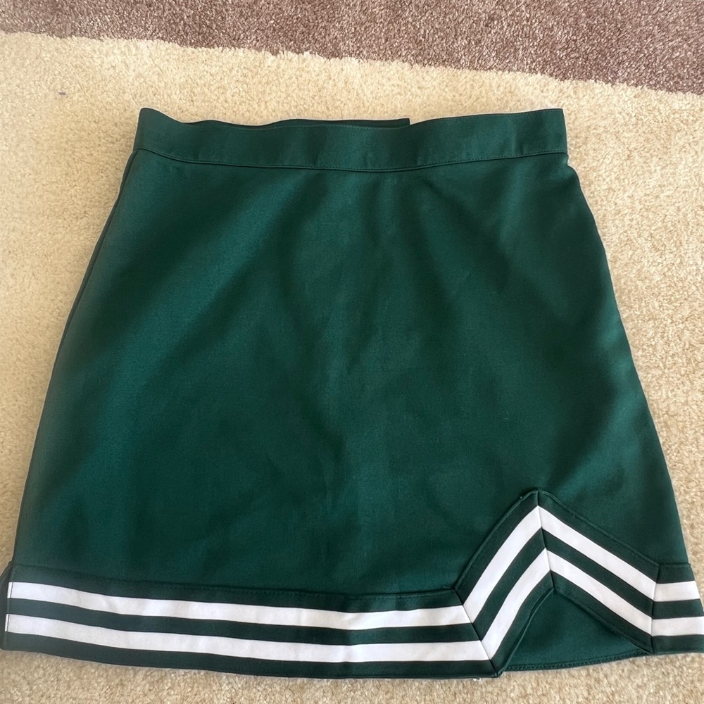 Green Women's Skirt with White Stripes